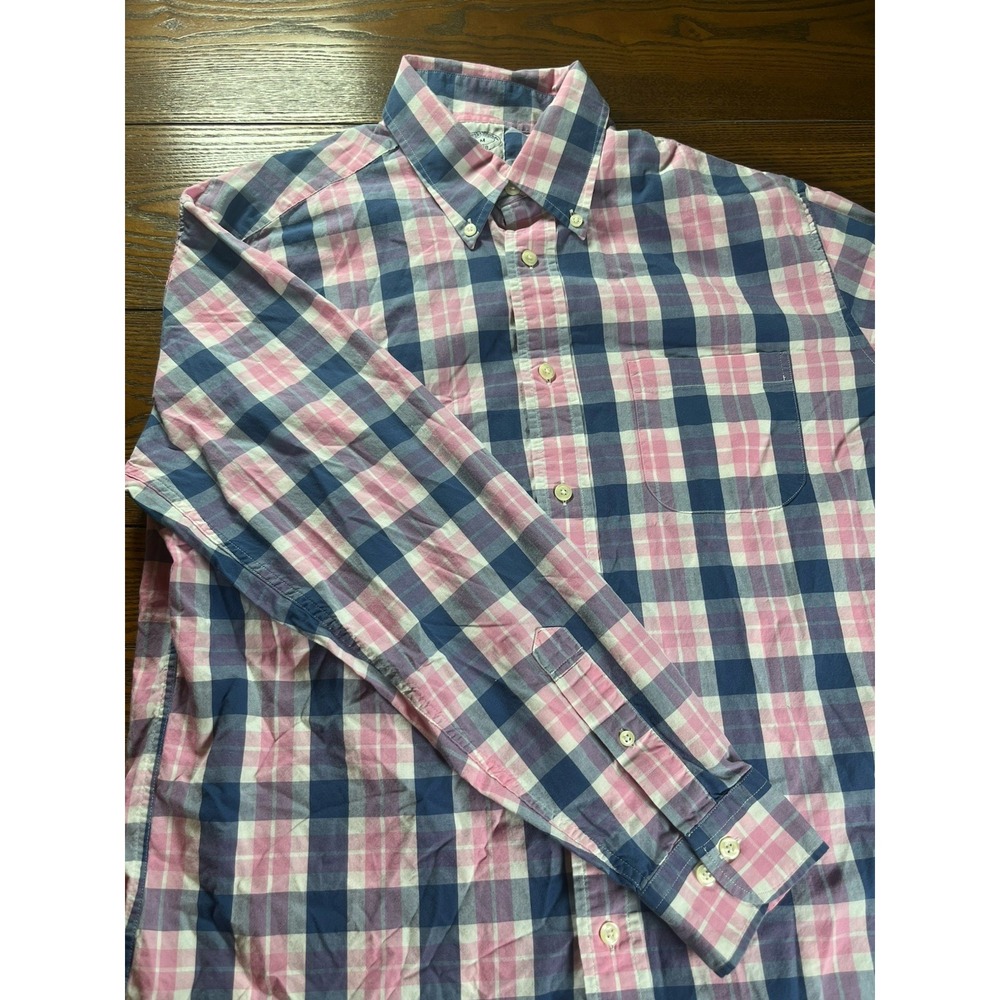 Brooks Brothers Regent Long Sleeve Button Down Men's M Pink/Blue Plaid Prep EUC